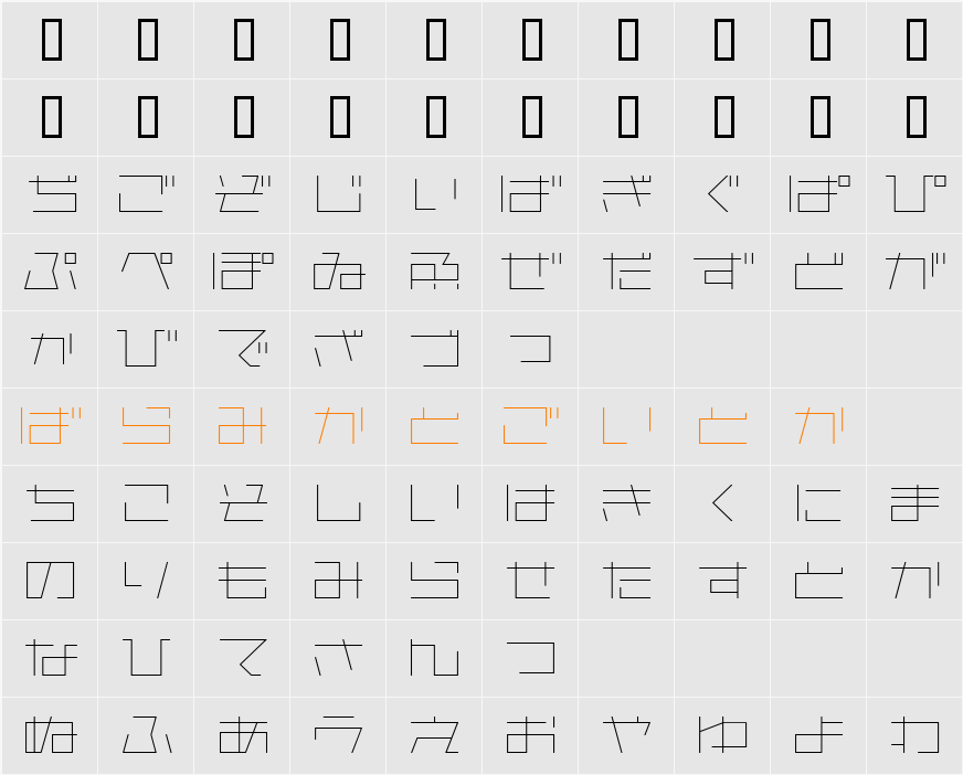 AstraHfsb07LightO Character Map