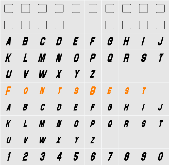 Maximus Condensed Character Map