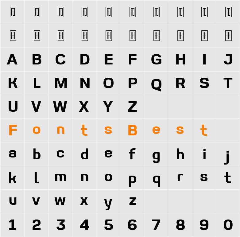 AV Fontimer Character Map