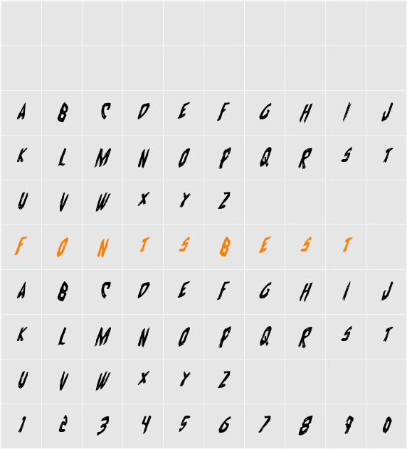 Cyrus the Virus Condensed Italic Character Map