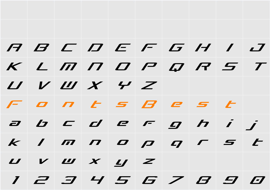 Concielian Break Italic Character Map