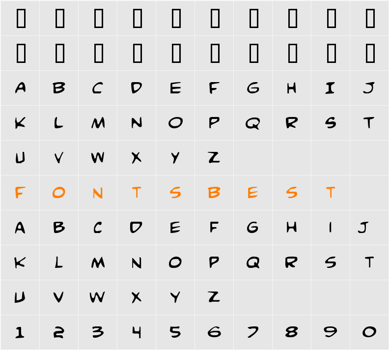 JI-Hexers Character Map