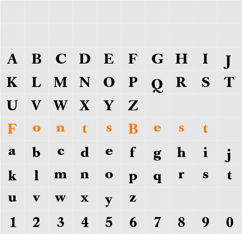 Caslon Book BE Character Map