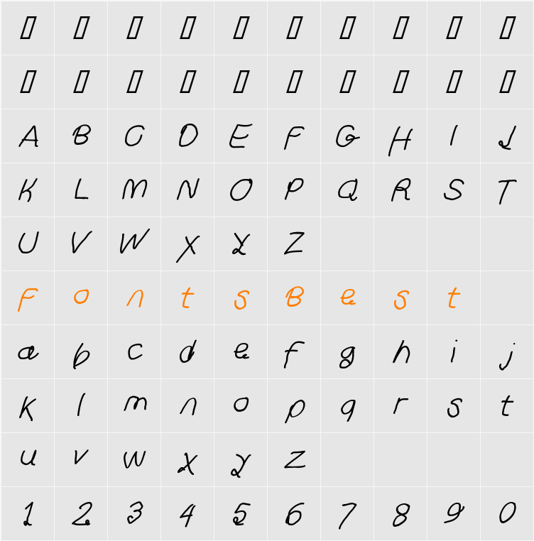 Curly Kue Character Map