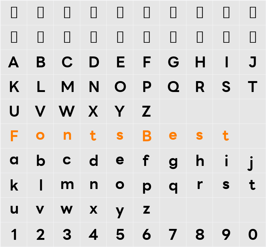 LINE Seed Sans Character Map