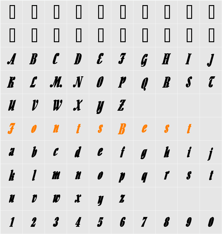 Aloe Thin Character Map