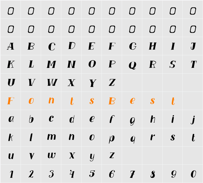 TM Vinograd Filled Oblique Character Map