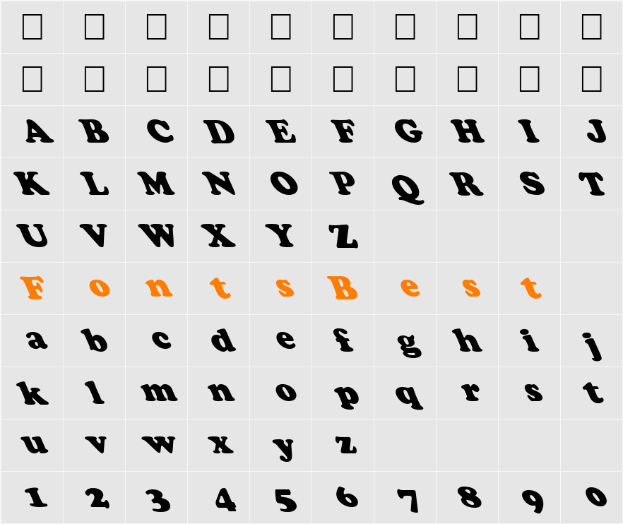 FZ ROMAN 4 LEFTY Character Map