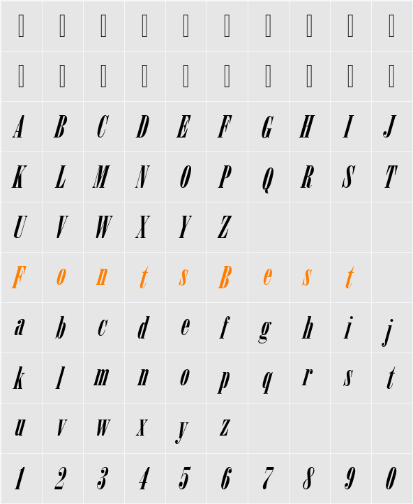 ArsisDEEReg Character Map