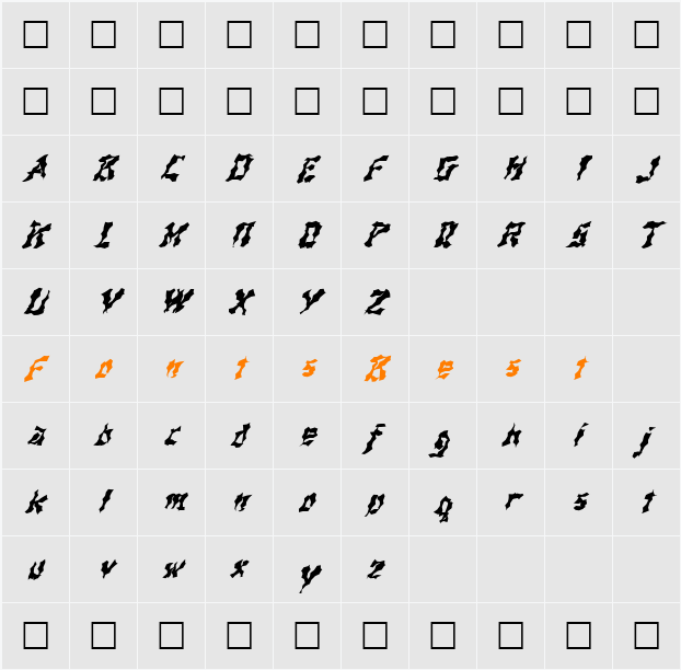 FZ WACKY 44 ITALIC Character Map