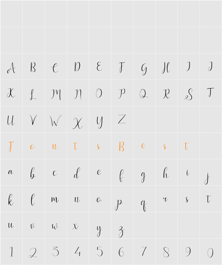 Bentley Script Character Map