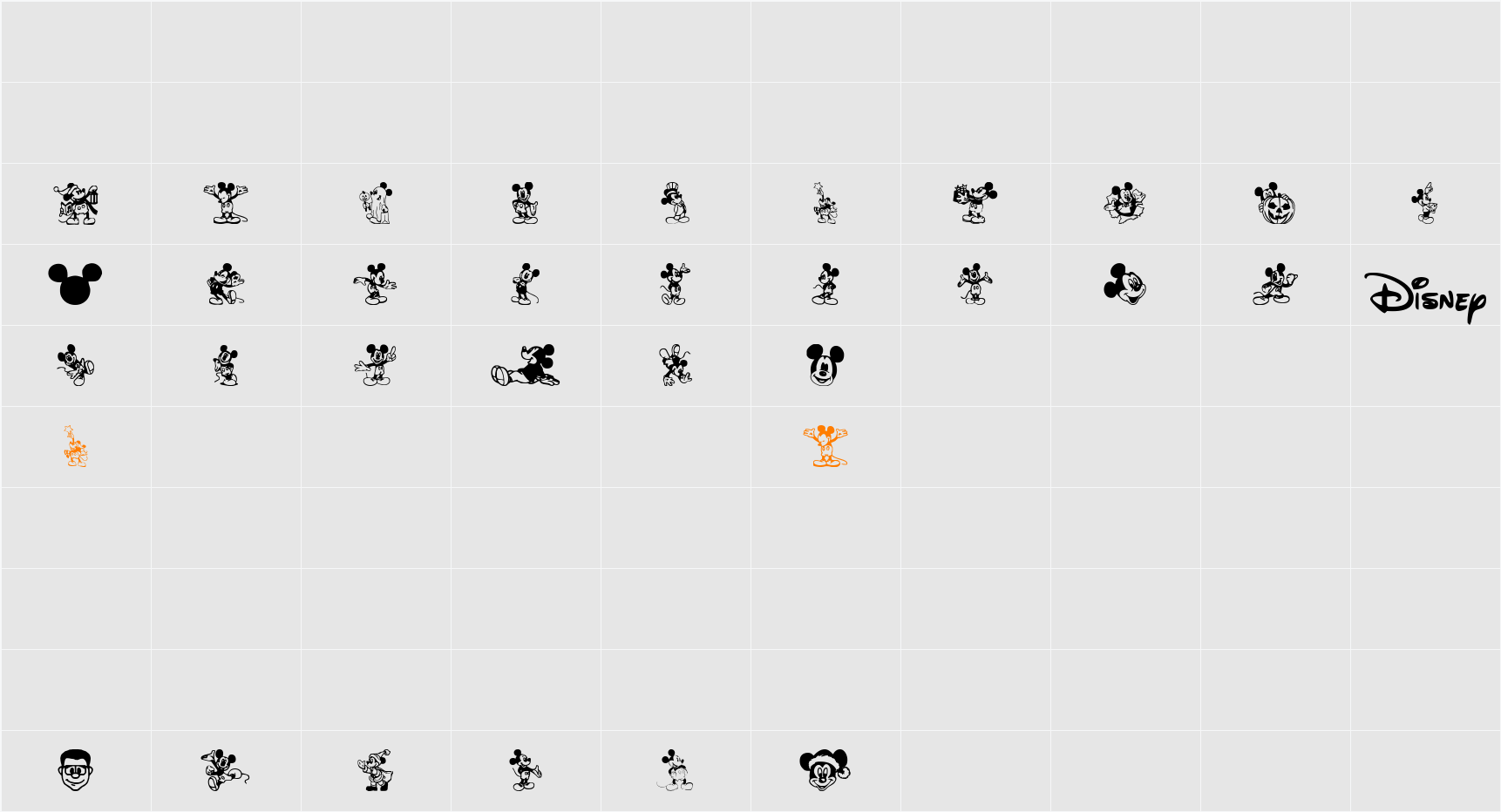 Mickey Mousebats Character Map