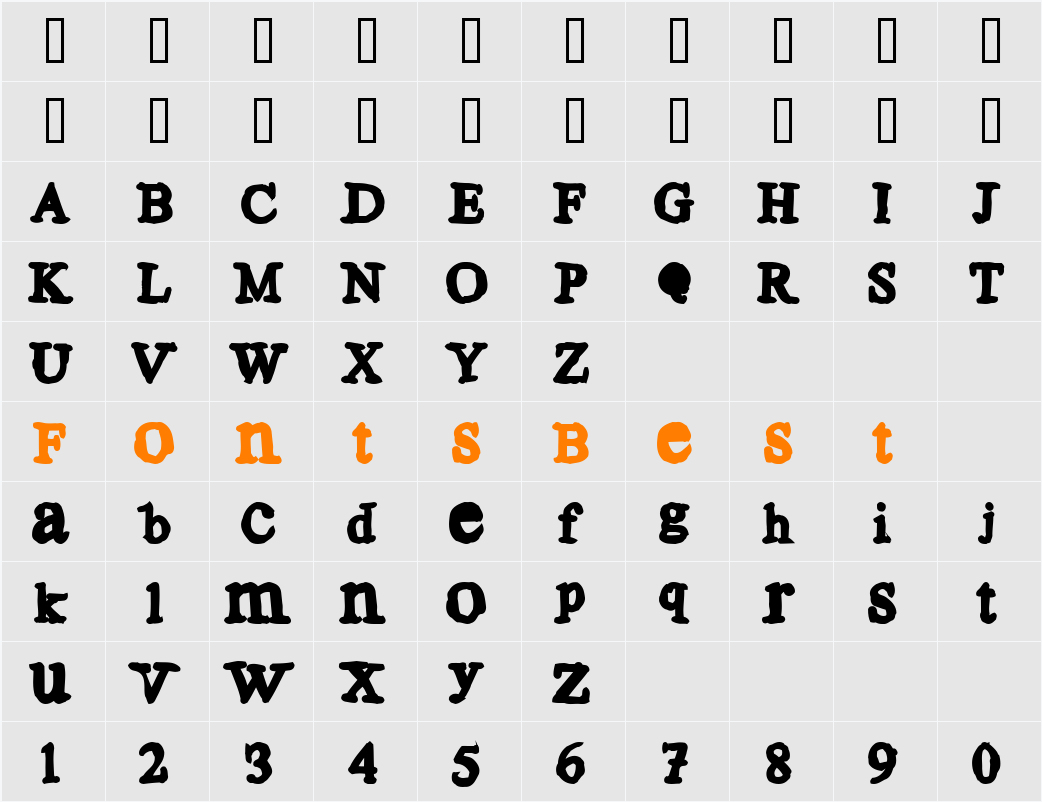 Aulden Times Character Map