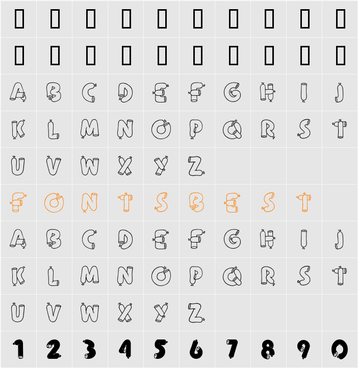 Alpha Sausage Character Map