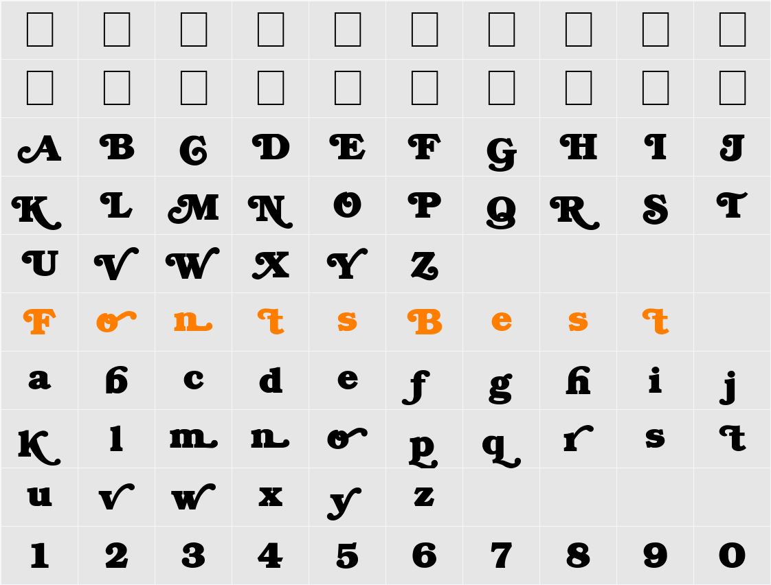 FZ JAZZY 47 Character Map