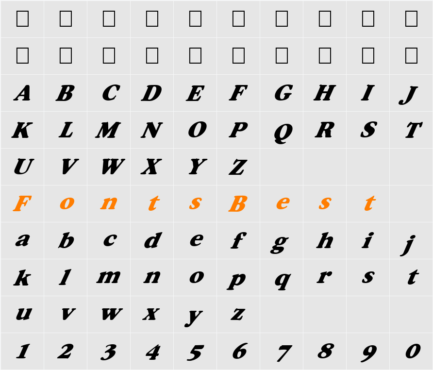 FZ ROMAN 34 ITALIC Character Map