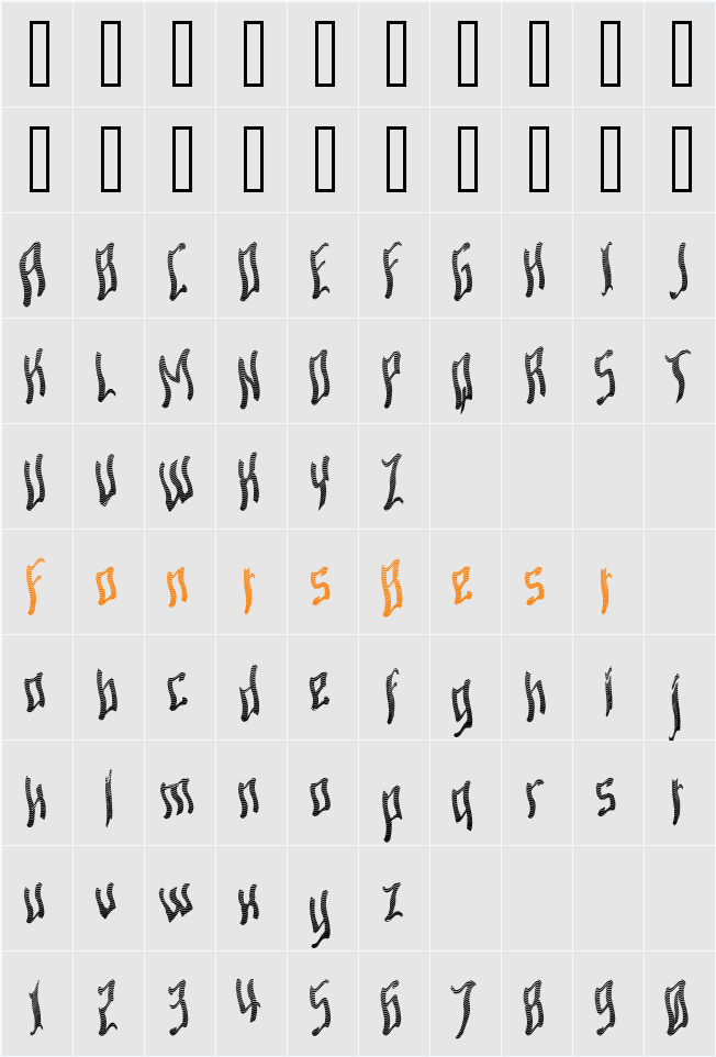 Ardour Waved Character Map