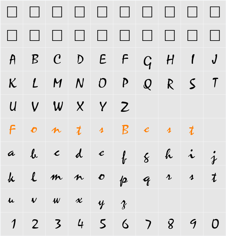 Minstrel Script Character Map