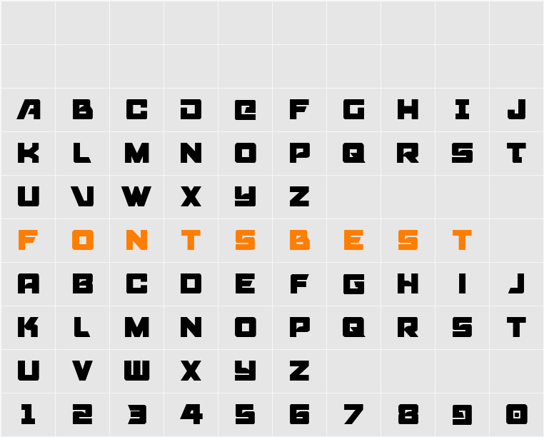 Aircruiser Condensed Character Map