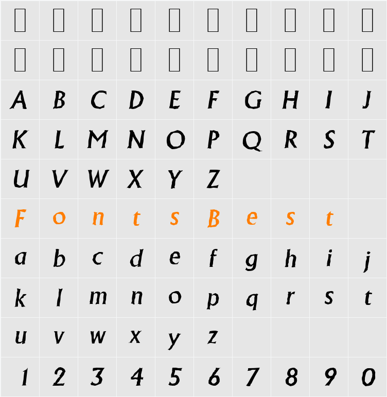 AdelonAntique-Medium Character Map