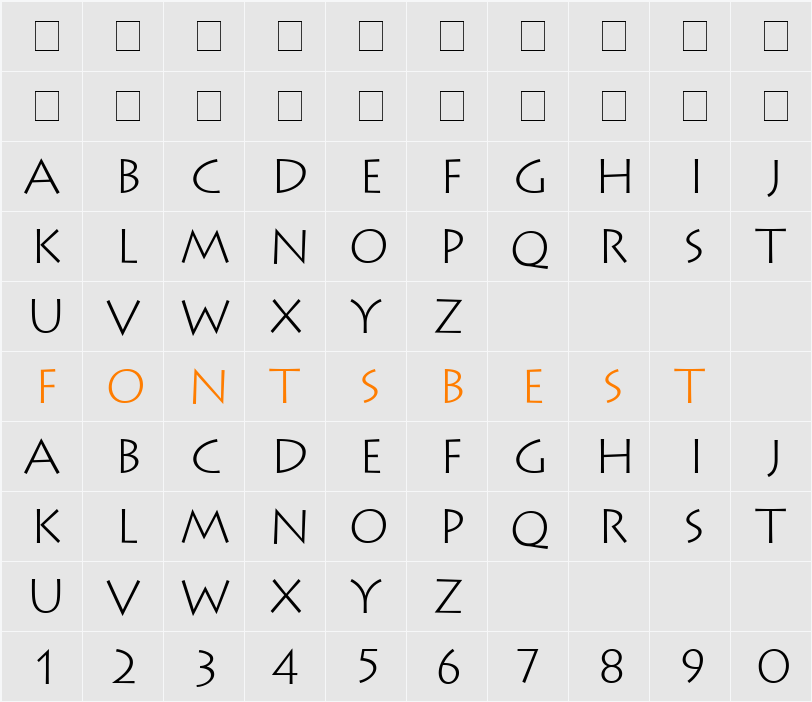 Austere Light SSi Character Map