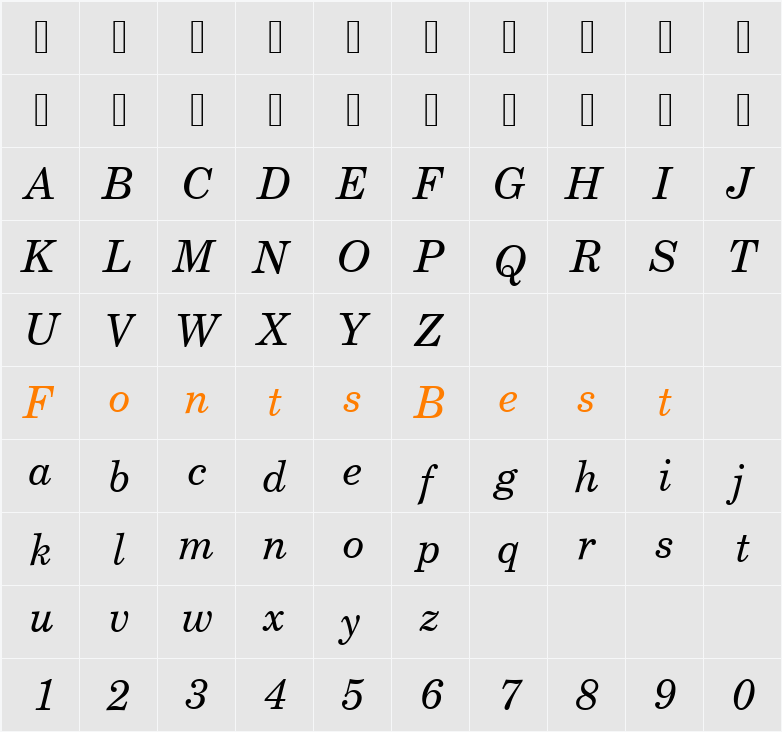 CenturySchTEE Character Map