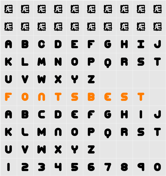 Corpulent Caps BRK Character Map