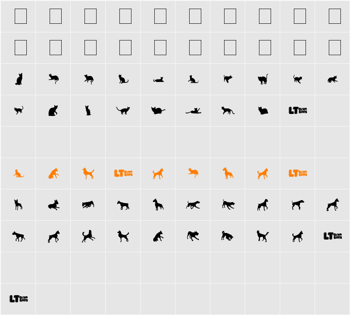 Cats vs Dogs LT Character Map