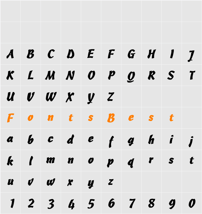 Cascade-Light Bold Character Map