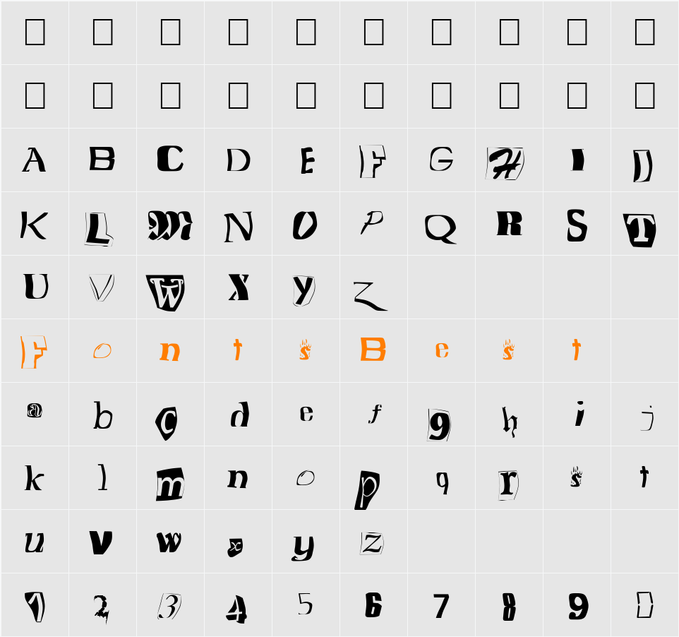 FZ WARPED 15 Character Map