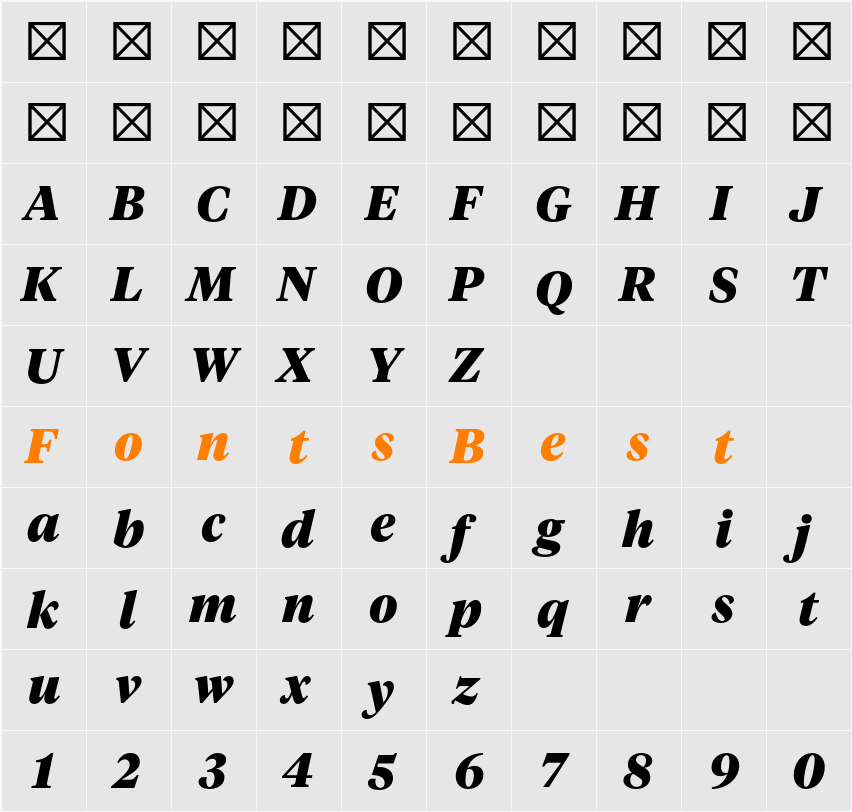 Tiempos Headline Black Character Map