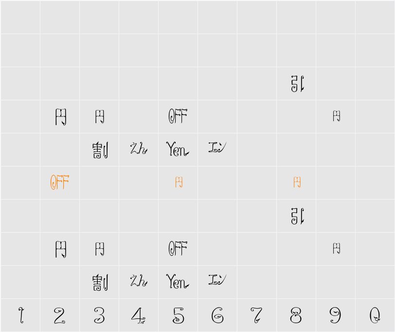 DF-SJCL001-W3 Character Map