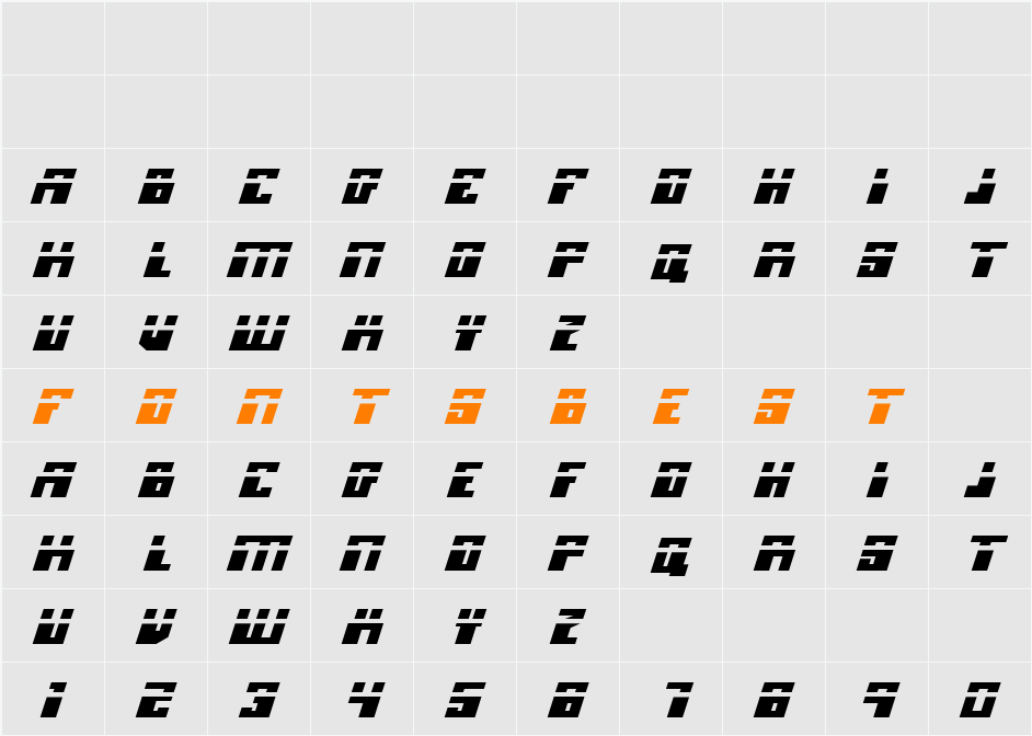 Micronian Laser Italic Character Map