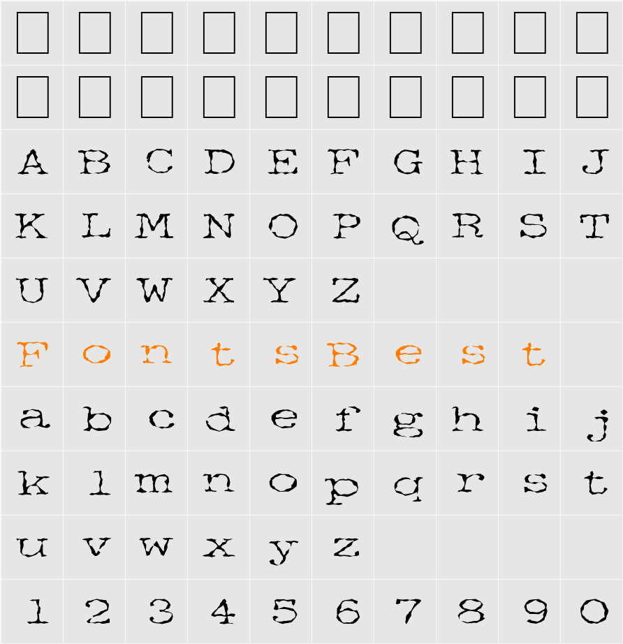 FZ WACKY 34 Character Map