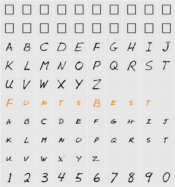 AlexsHand Character Map