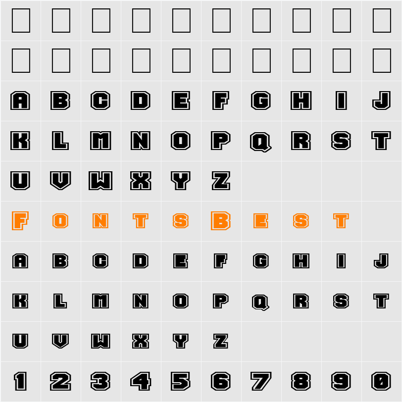 FZ UNIQUE 49 EX Character Map