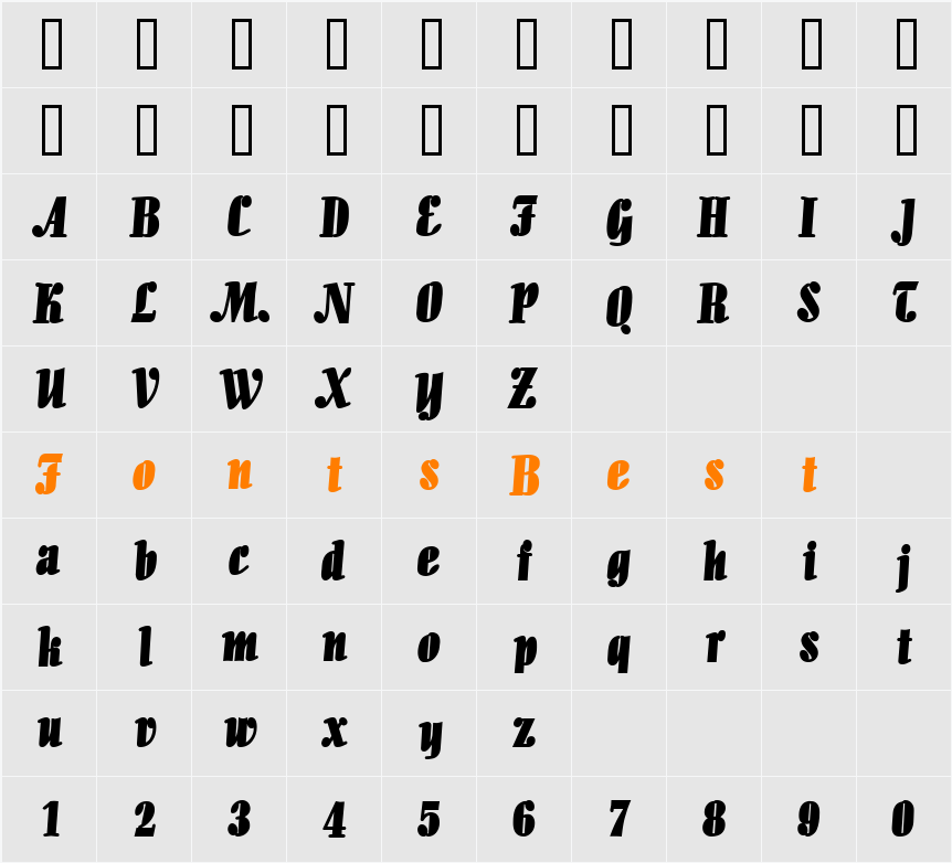 Aloe Character Map