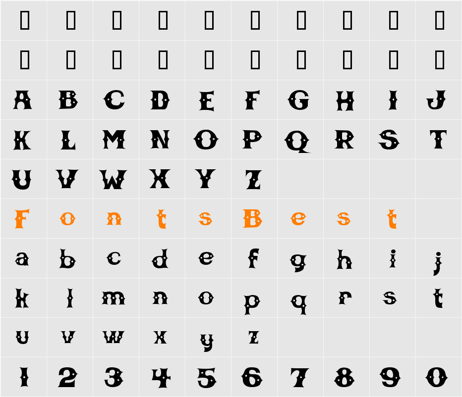 CBGBFont Character Map