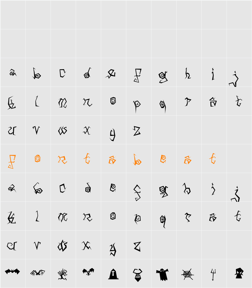 Arachnids Character Map