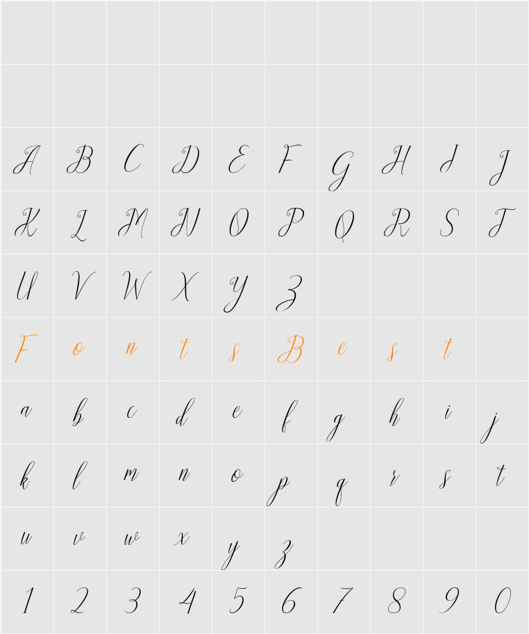 Austtina slant Character Map