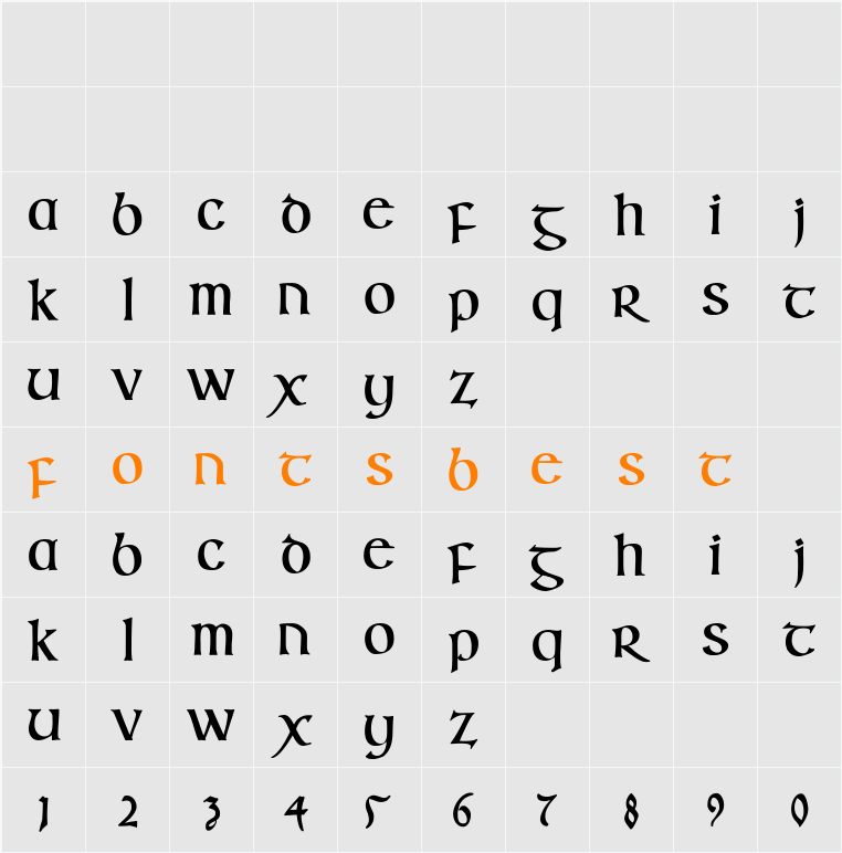 IrishUncialfabeta-Bold Character Map