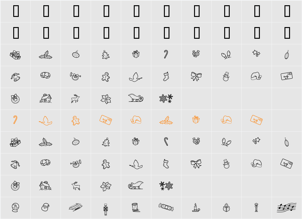 CK Holiday Symbols Character Map