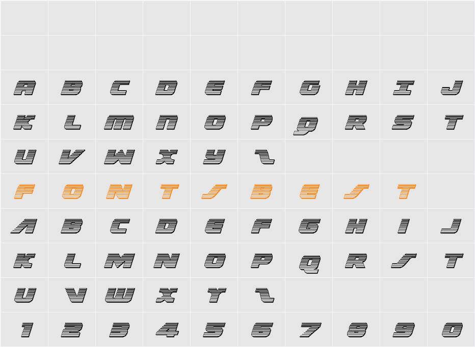 Federal Escort Chrome Italic Character Map