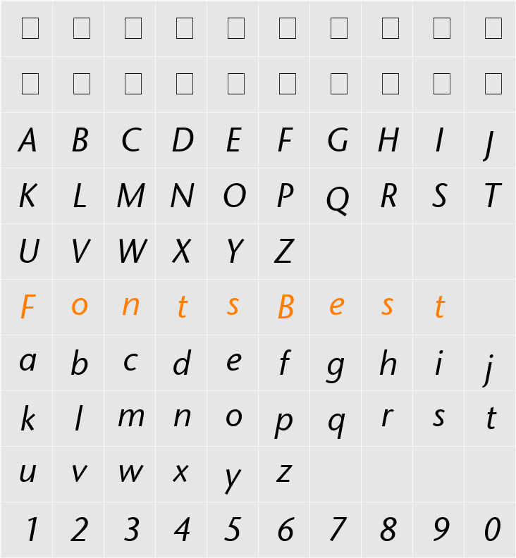 Mesouran Sans SSi Character Map