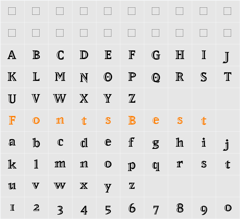 MatrixInline-ExtraBold Character Map