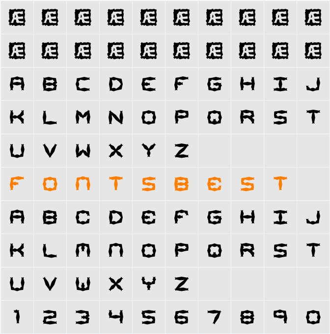 Mishmash ALT1 BRK Character Map