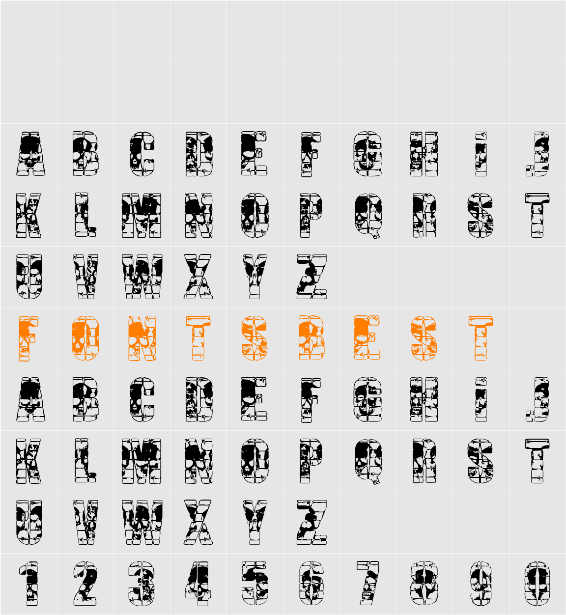 CERCA OF SKULLS Character Map