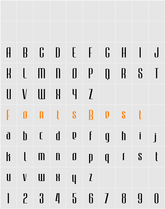 JECR Font Light Character Map