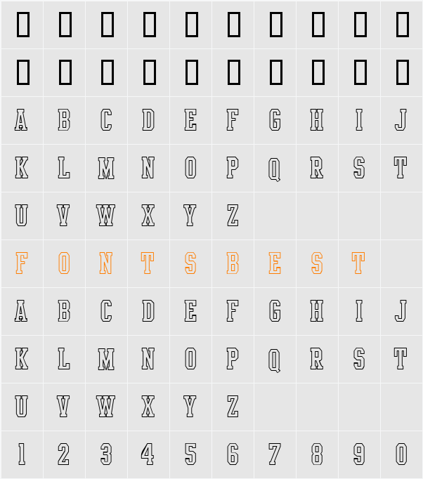 Intramural Outline JL Character Map