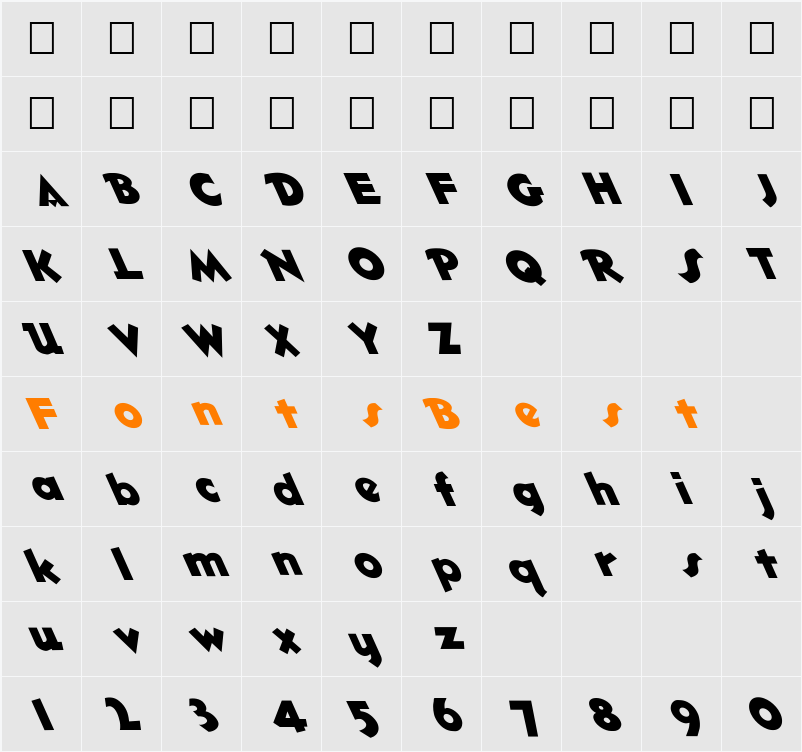 FZ JAZZY 32 LEFTY Character Map